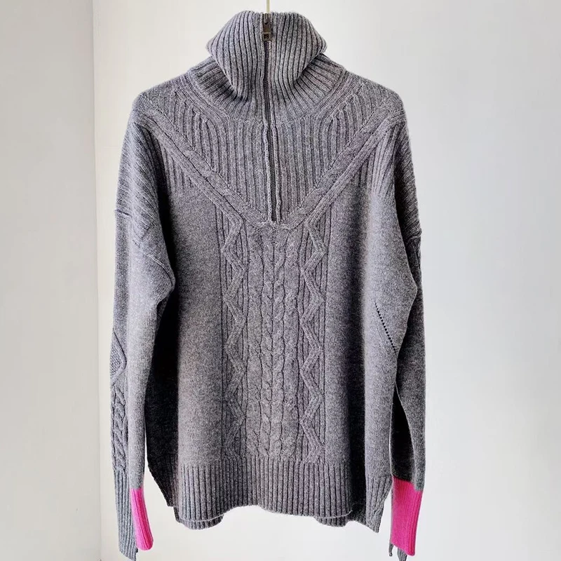 

Patchwork Cashmere Sweater Woman Autumn Winter Tuetleneck Long Sleeve Cozy Pullovers Casual Vintage Classic Female Jumpers Tops