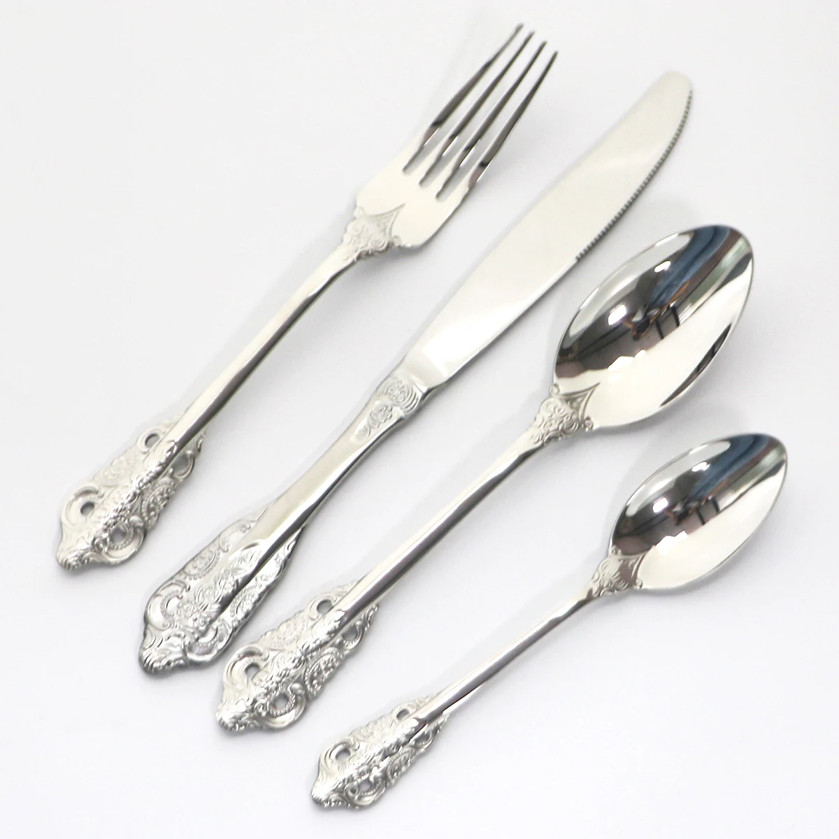 24 шт. серебристый цвет набор столовых приборов 304 нержавеющая сталь столовая