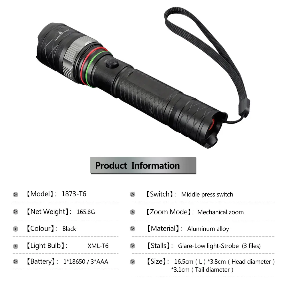Мощная светодиодная тактическая Вспышка высокой яркости 3 режима масштабируемый