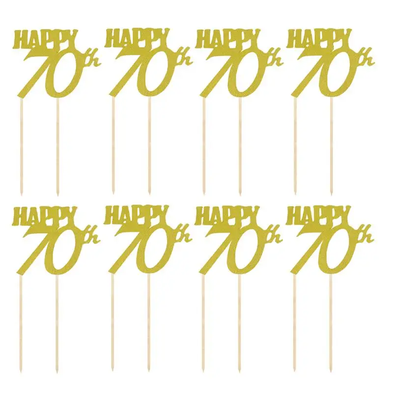 12 шт. топперы для тортов на день рождения с 70-ми буквами блестящие бумажные