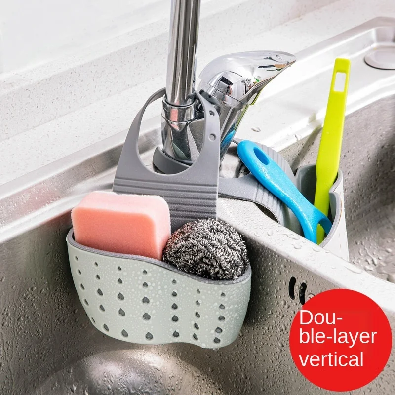 Семьи вешают сумки в двойной раковине для кухни, капли рамки для хранения коробок, подвесная корзина и удобная жизнь.