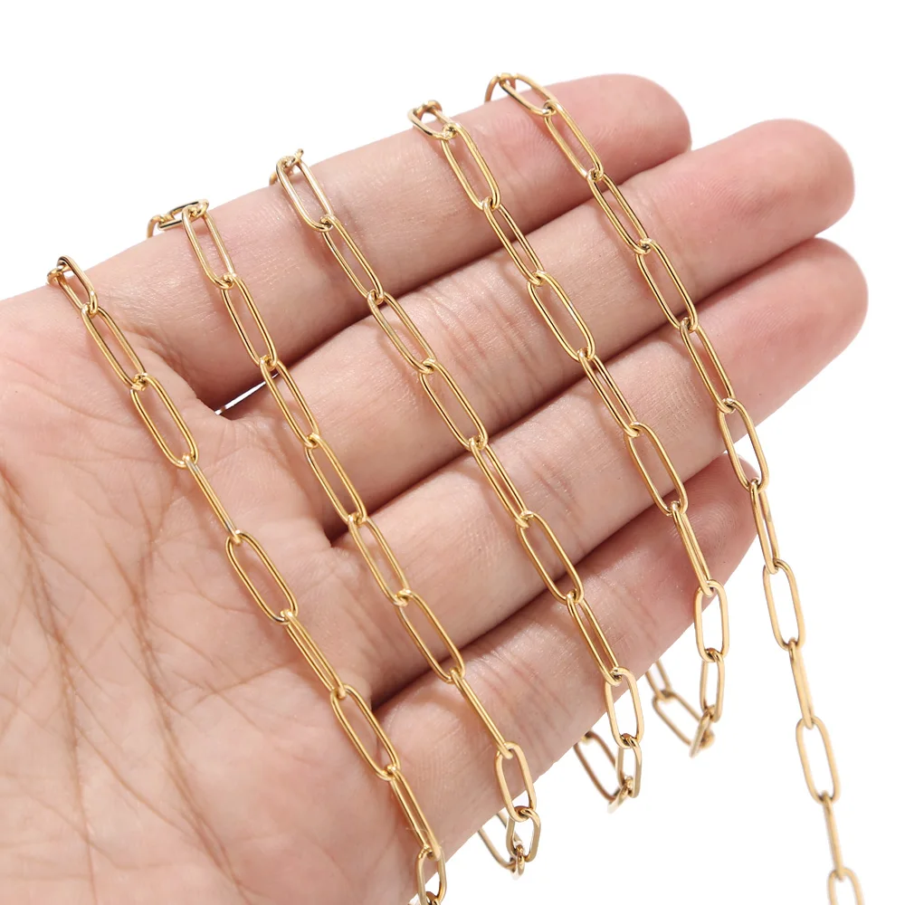 

1 метр 4 мм ширина нержавеющая сталь золотистый тон Круг D Rolo звеньевая цепь для женщин изготовление браслета ожерелья