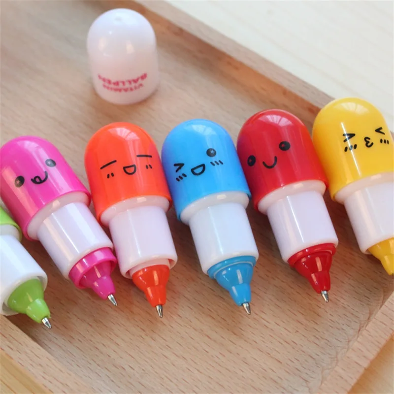 Красочная Новинка канцелярская Милая улыбающееся лицо пилюля шариковая ручка
