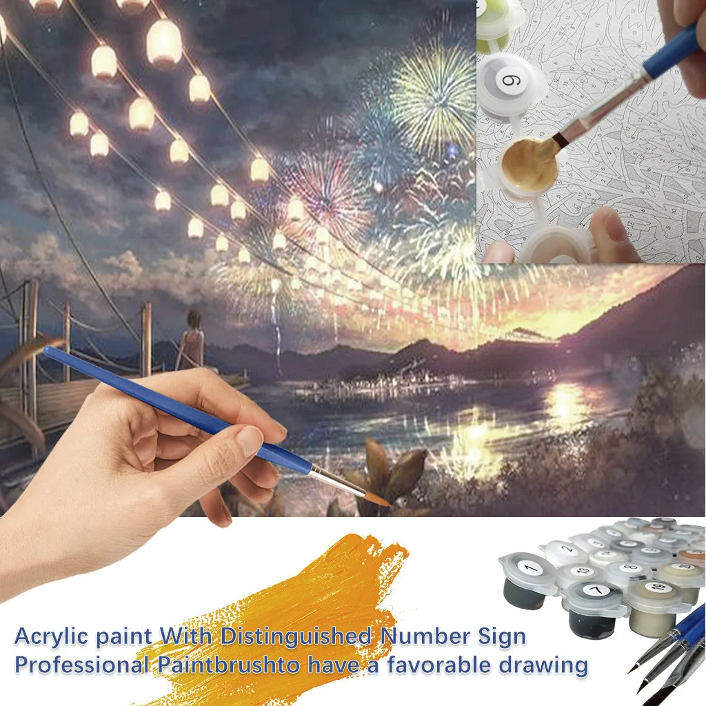 2020 new style romantic color balloon DIY digital oil painting kit By Numbers Coloring Picture without inner frame Home