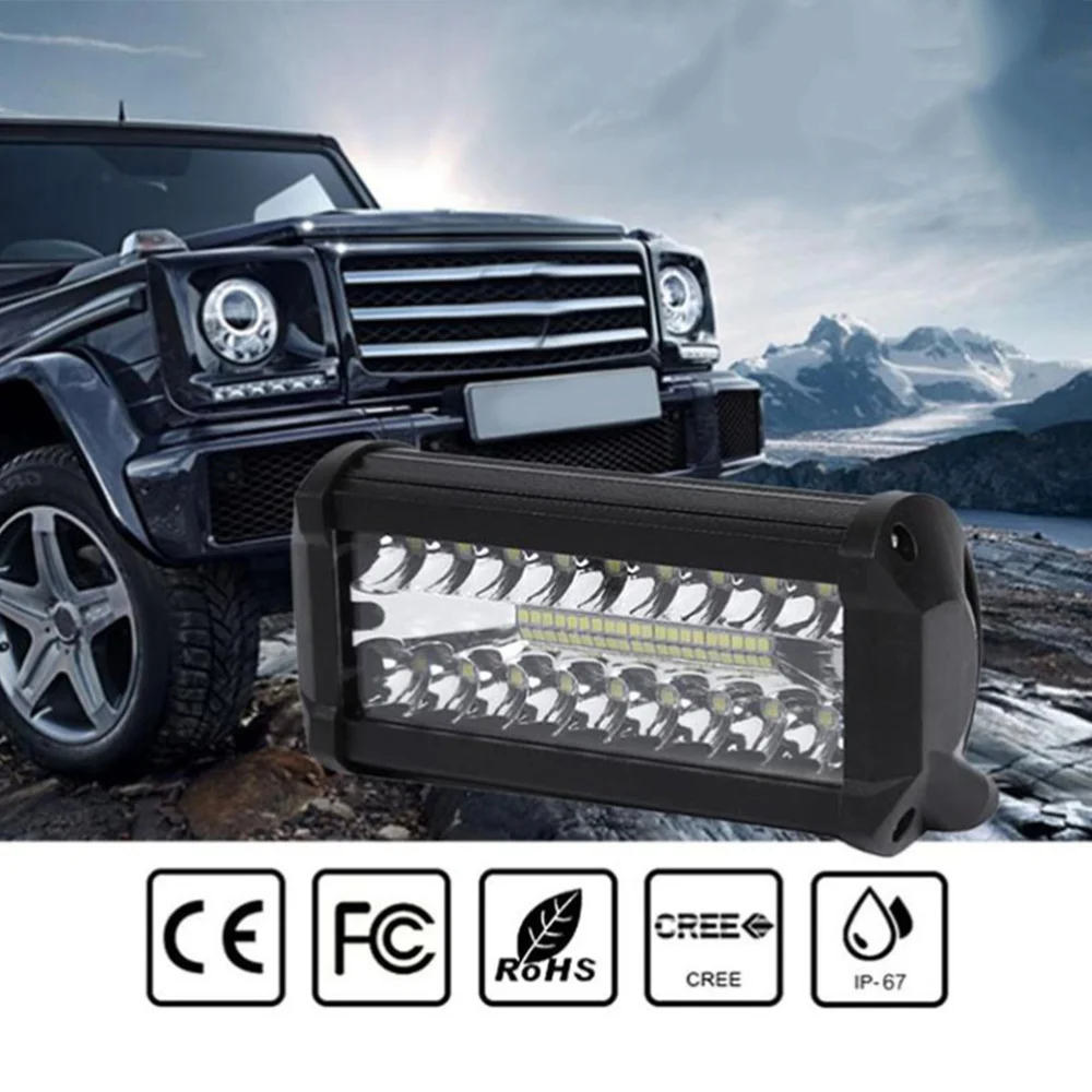 

120W LED Work Light Bar Offroad Driving Lamp 4WD ATV Spot Floodlight for SUV Truck Car(White Light)