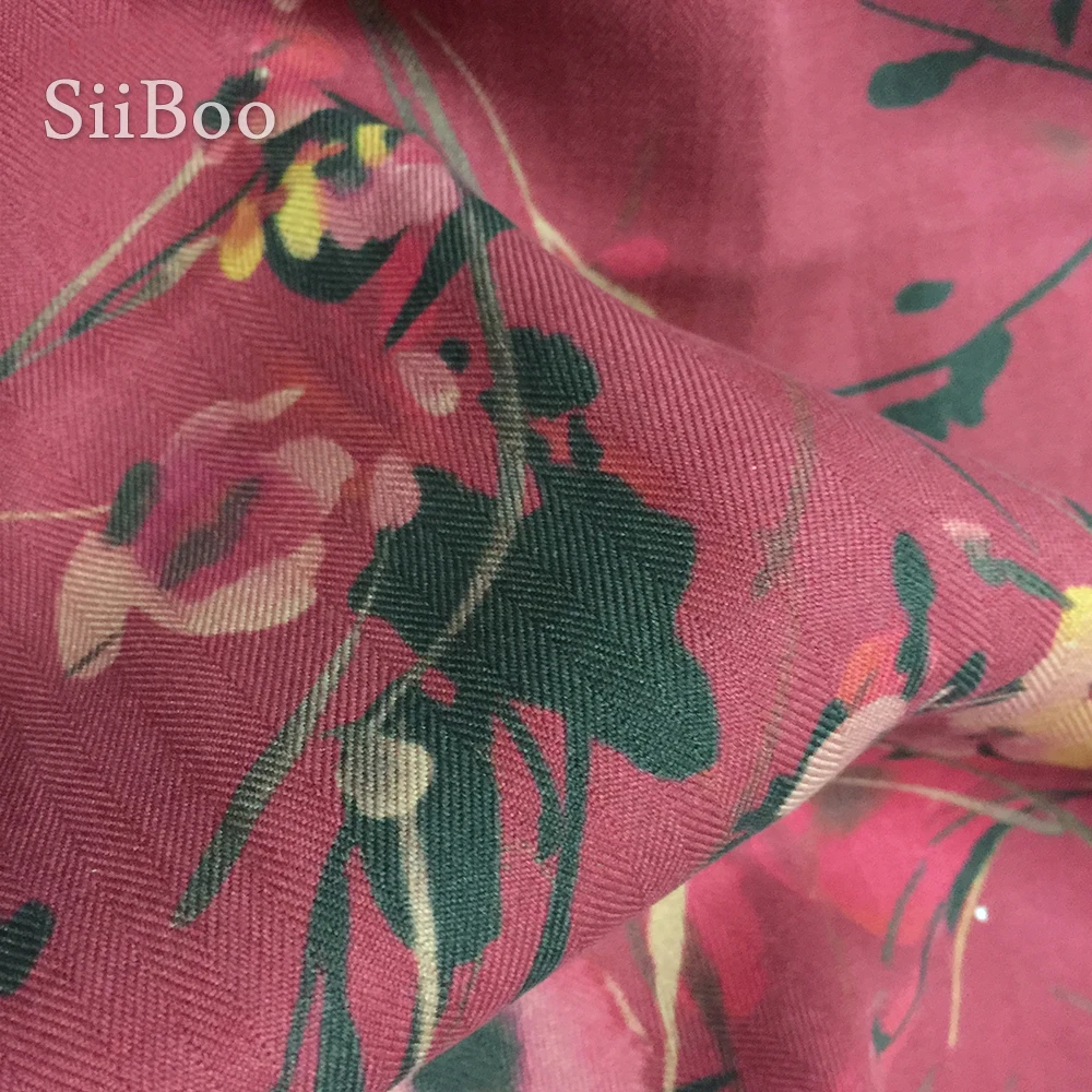 Роскошная дизайнерская ткань из 100% шелка с цветочным принтом для платья пальто 40
