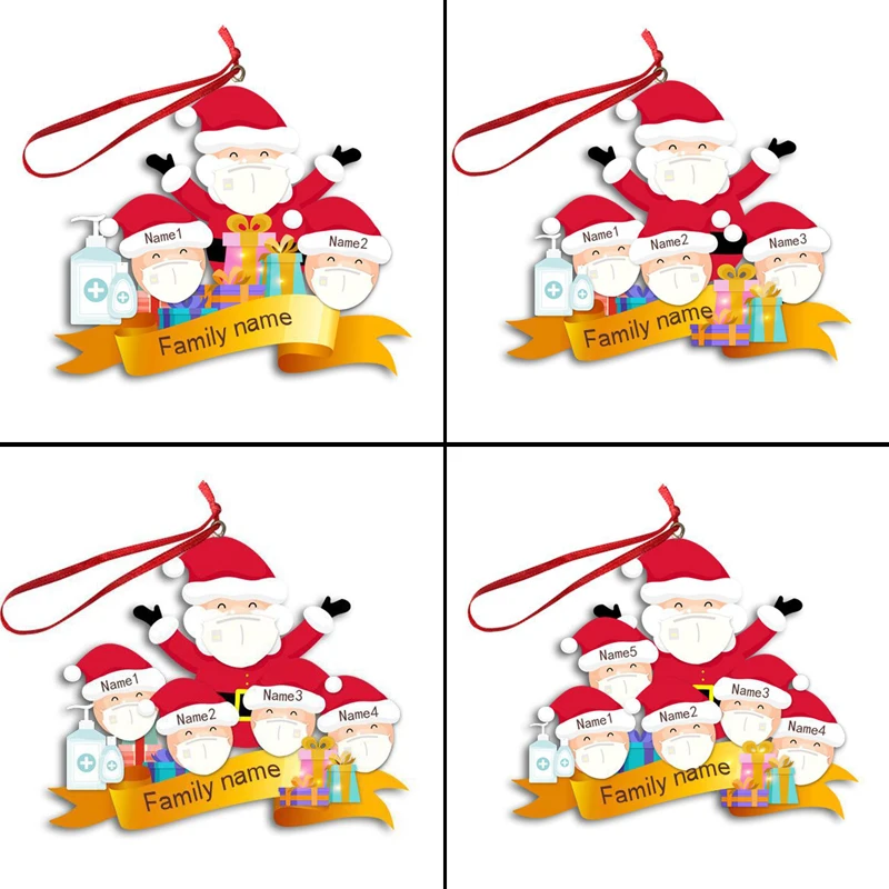 

Personalized Name Christmas Ornament Kit With Mask 2020 Quarantine Survivor Family Christmas Decorating Kit Creative FS9