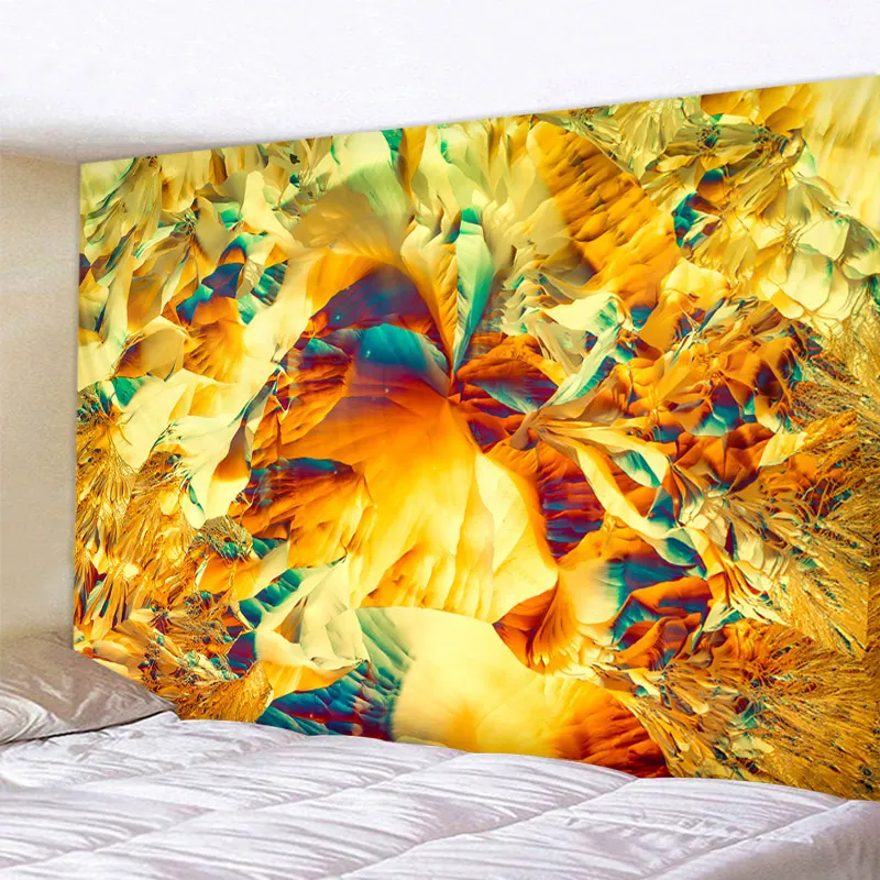 Yellow Psychedelic art Mandala Printed Polyester Tapestry Wall Hanging For Decorate Home Living Room Bedroom Office 6 Sizes | Дом и сад