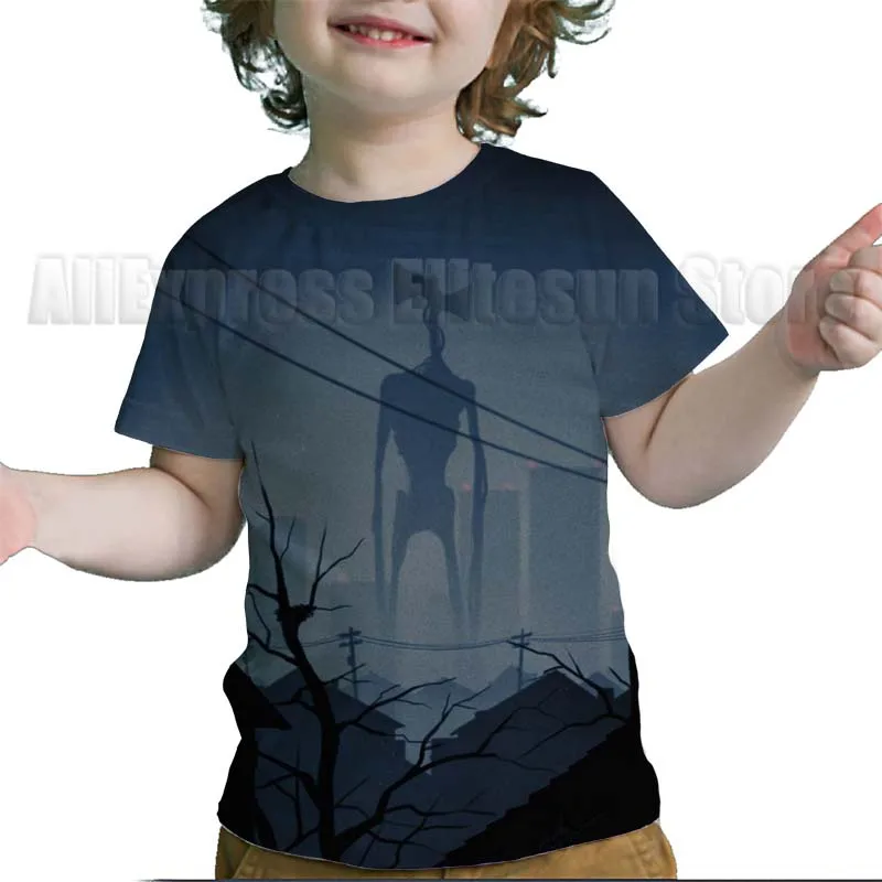 Летняя Детская футболка с головой сирены 3D рисунком для малышей короткими