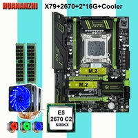 huananzhi x79 super gaming motherboard combo dual m 2 ssd slots xeon cpu e5 2670 with 6 tubes cpu cooler 32g ram 216g reg ecc