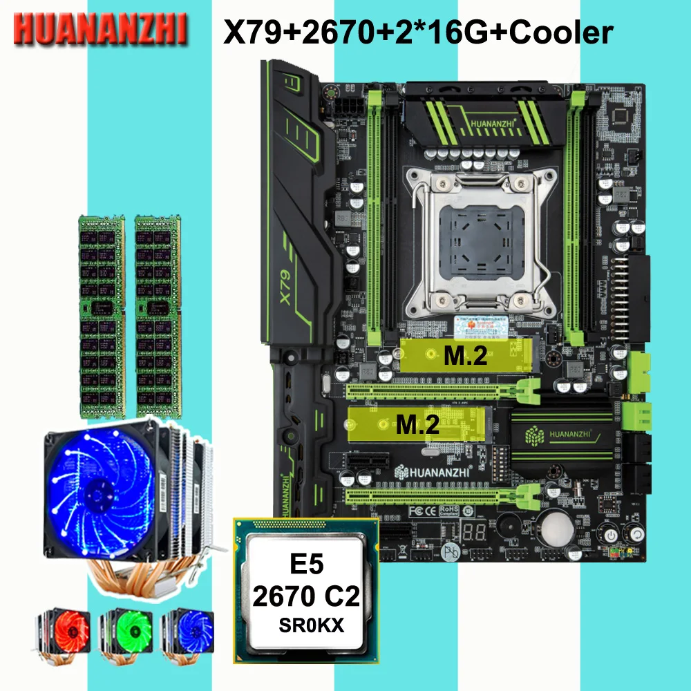 Скидка компьютерных HUANANZHI X79 Pro Материнская плата с двумя M.2 NVMe слот Процессор Xeon E5