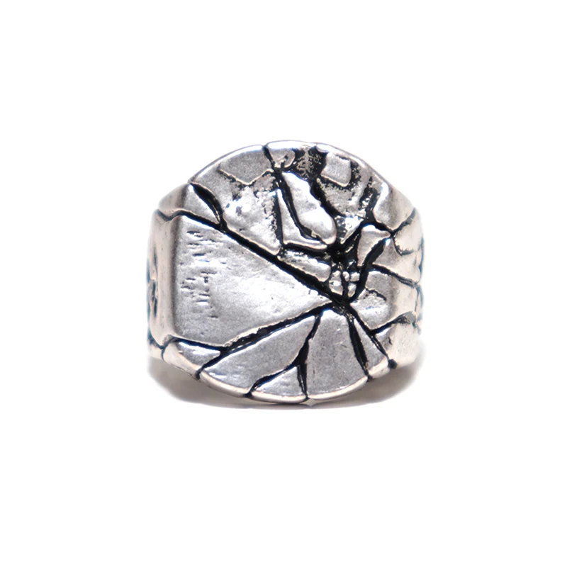 Punk Rock Ring Men Vintage Silver Color Rings Creative Earthquake Crack Design Single Camping Jewelry Accessories Gift | Украшения и