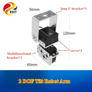DOIT 2 DOF Tilt Robot Arm 2 шт. сервопривод + 1 шт. Многофункциональный кронштейн + 1 шт. длинная u-образная рама + 2 шт. рулевое колесо + винты + подшипник чашки