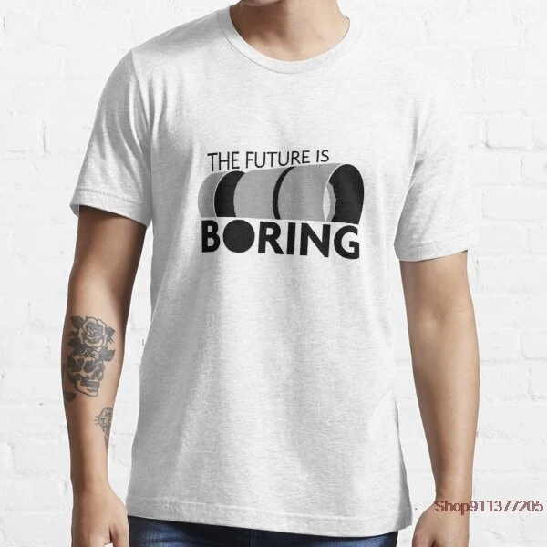 Футболка мужская с надписью The Future is Boring STRING повседневная тенниска из 100% хлопка