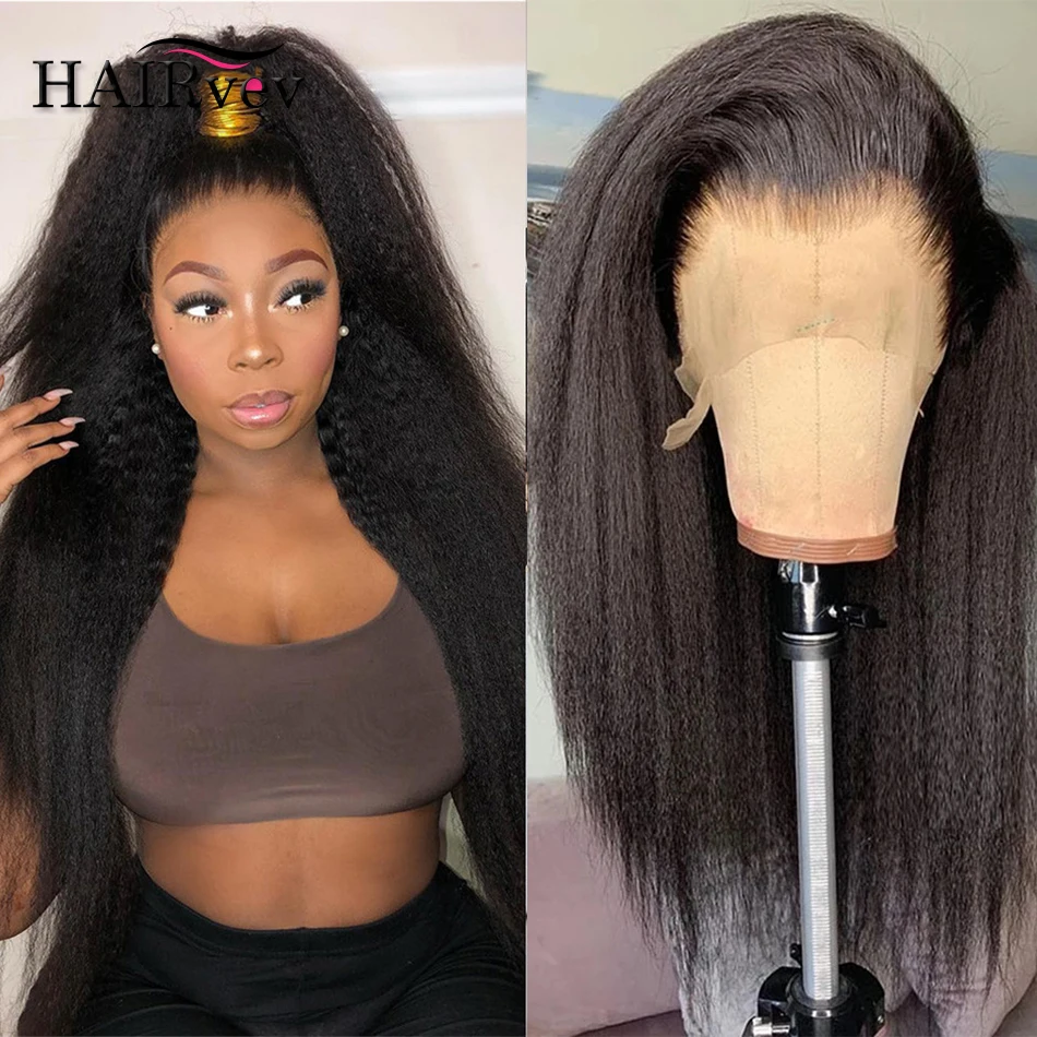 

Remy Brazilian Human Hair 13x4 Lace Front Wigs Pre Plucked Yaki Kinky Straight Human Hair Swiss Lace Closure Wig For Black Women