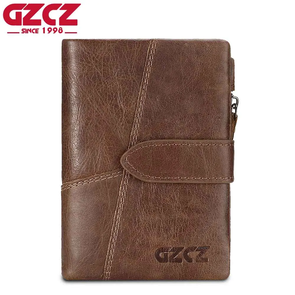 GZCZ мужской кошелек из натуральной кожи качественный короткий воловьей Женский