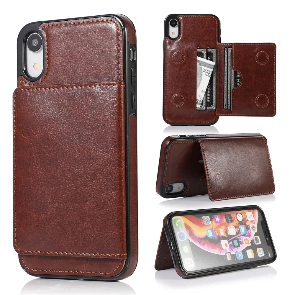 Brown ZhiYue BJ Чехол для Iphone Xr Xs Max 7 8 6 6s X Plus 5 5S Se держатель для кредитных карт кошелек Роскошный кожаный ударопрочный защитный чехол - Цвет: Brown ZhiYue BJ