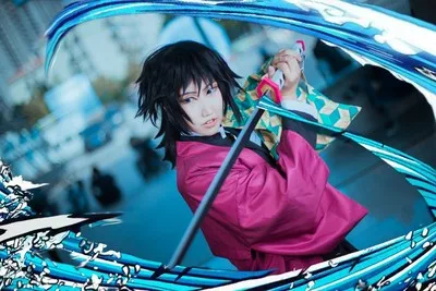 Аниме! Demon Slayer: Kimetsu no Yaiba Tomioka Giyuu Combat gear, костюм для косплея, наряд на Хэллоуин, новинка