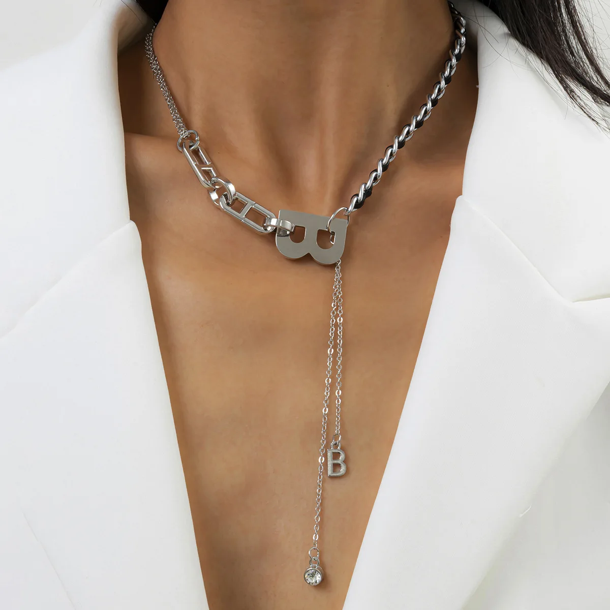 Ожерелье с подвеской в виде Буквы B винтажное стиле панк |