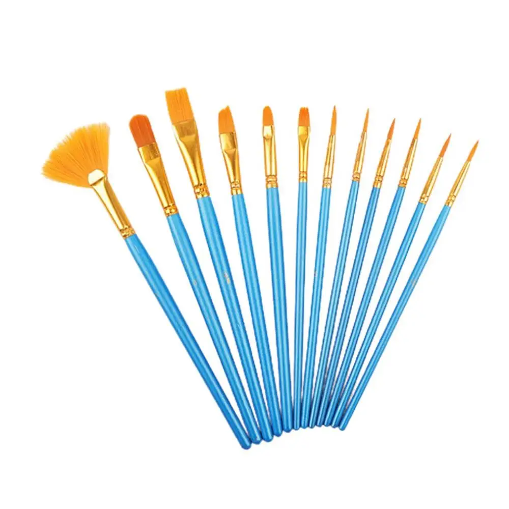 

12Pcs/set Nylon Artist Paint Brush Professional Watercolor Acrylic Wooden Handle Painting Brushes Art Supplies Stationery