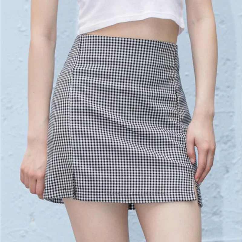 

Summer women's skirt casual plaid mini skirt