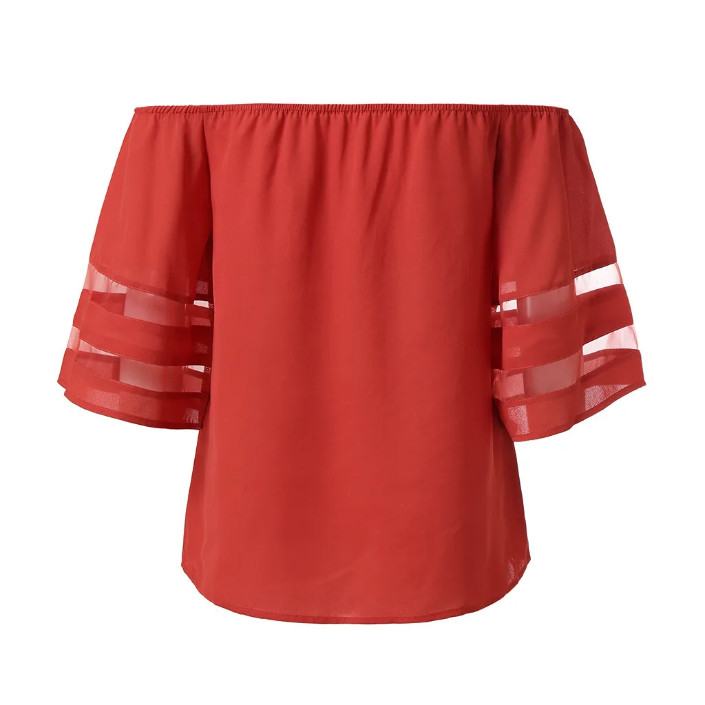 Womens Tops And Blouses Streetwear Flare Sleeve Off Shoulder Blouse Tunic Ladies Summer For Women Clothes 2019 |