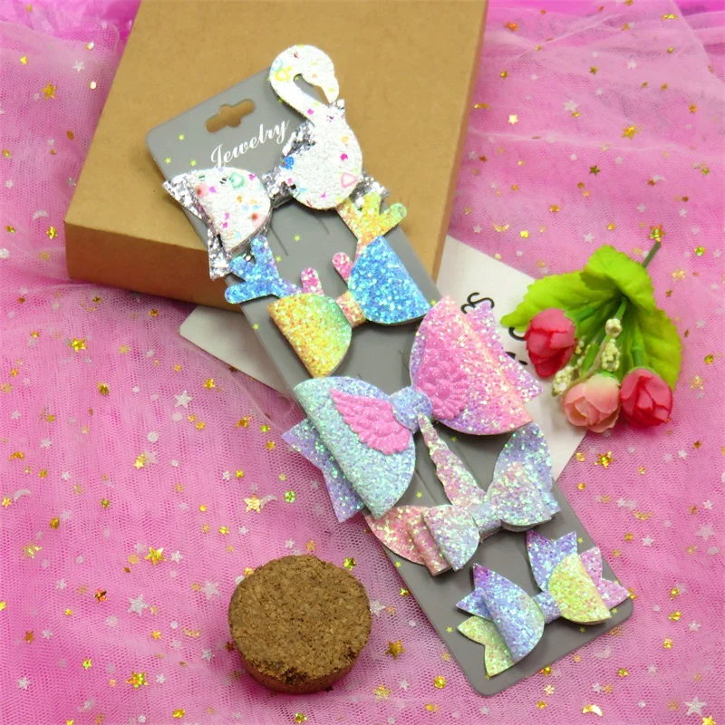 Заколка Бант Детская с блестками 10 шт./лот| |