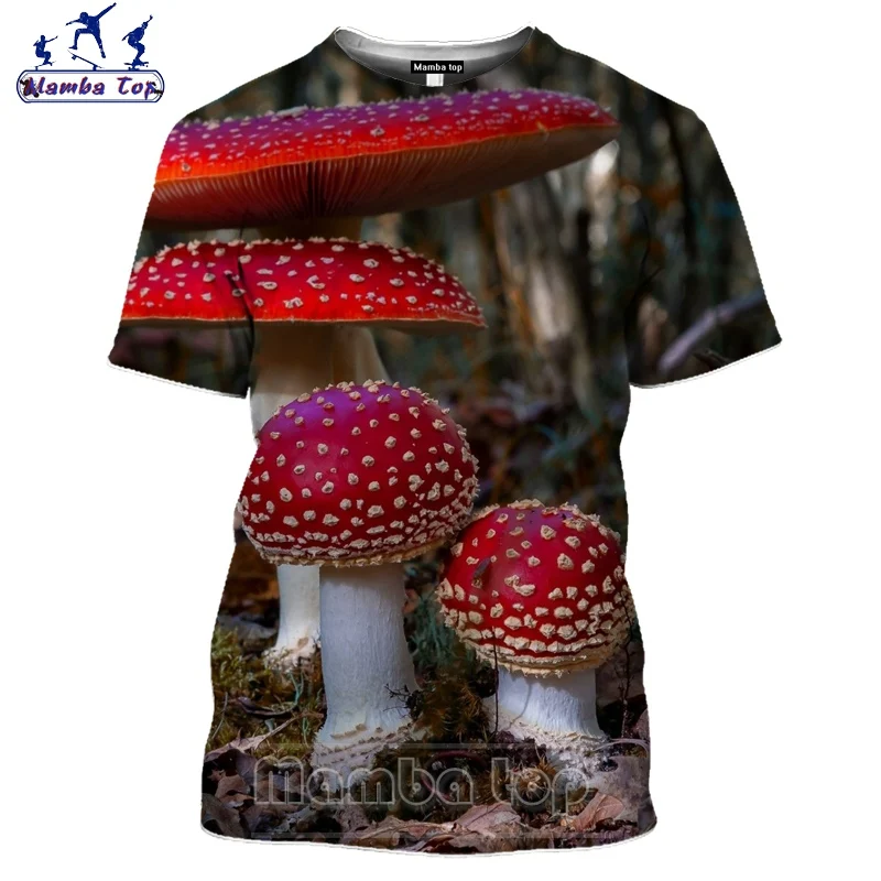 Топ Mamba футболка с 3D принтом растений и грибов летние цветные мужские футболки