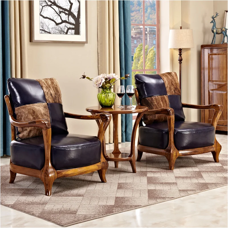 Стул для отдыха из натуральной кожи muebles de sala деревянная мебель гостиной в