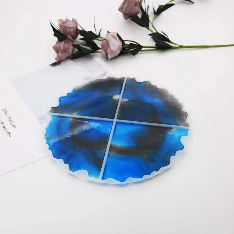 Ins горячей смолы Coaster Силиконовые формы diy креативный Агат резки океана