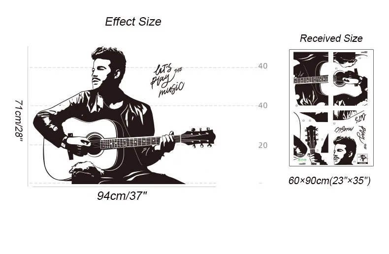 

Creative Guitar Enthusiasts Wall Sticker for Home Boys Bedroom Decoration Aesthetic Room Decor Mural Teen Room Decor Wall Decals