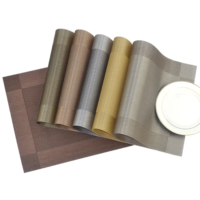 

Factory Environmental Protection PVC Western Food Mat Hotel Table Mat Thermal Insulation Plate Woven Tableware Platemat