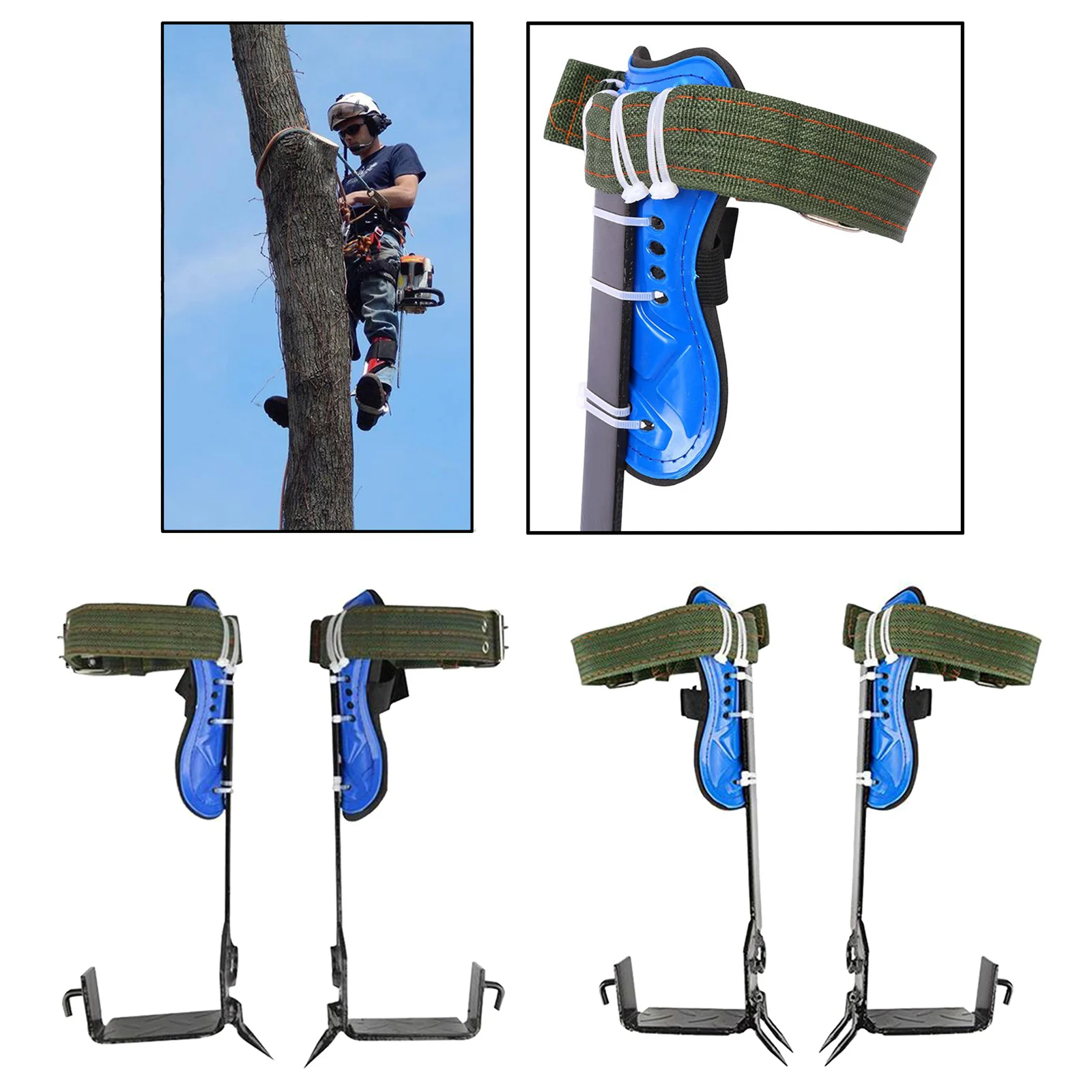 

1 Set Adjustable Height Stainless Steel Tree Climbing Tool Spike With Belt For Rock Climbing （Left + right）