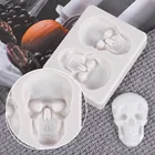 3d голова скелета на Хэллоуин, Череп, силиконовые формы сделай сам для жидкой помадки, украшение торта для вечеринки, форма для выпечки, инструменты для украшения #4