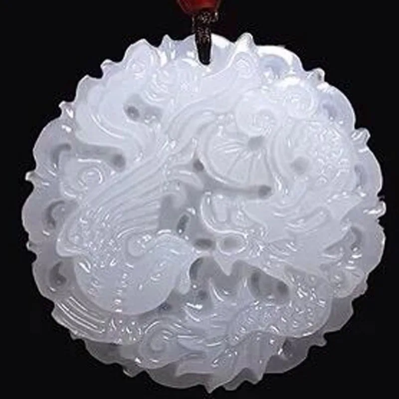 

Natural White Jade Necklace Jadeite Fashion Hand-Carved Necklace for Women Pendants Charm Jewelry Fine Accessories
