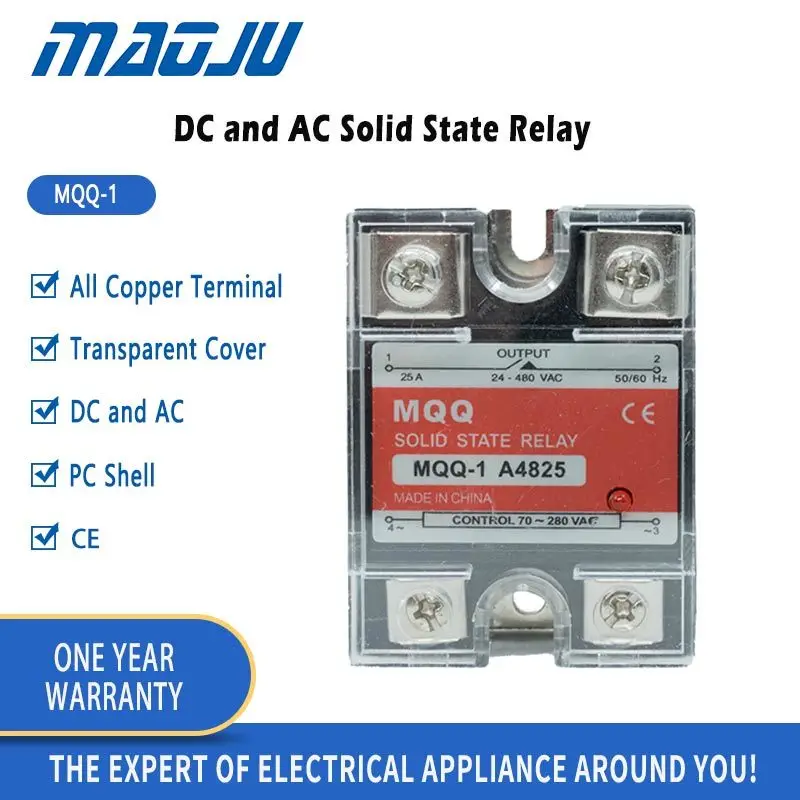 

Solid State Relay DC And AC Input Output Voltage 10A 25A 40A 60A 80A 100A 120A With Transparent Protective Cover