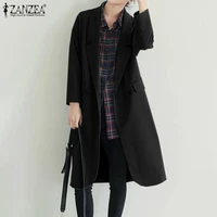 zanzea women full sleeve blazer button outwear jackets femme clothing solid trench workwear coat autumn stylish lady baggy suits