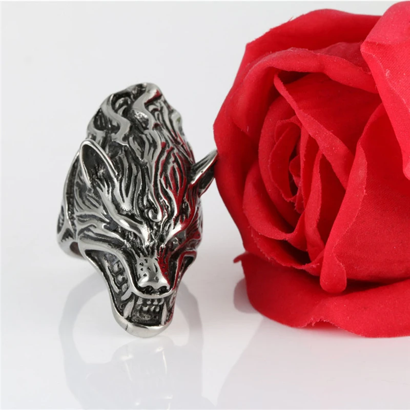 Мужское кольцо из нержавеющей стали EyeYoYo 316L Wild Wolf ювелирные изделия в стиле