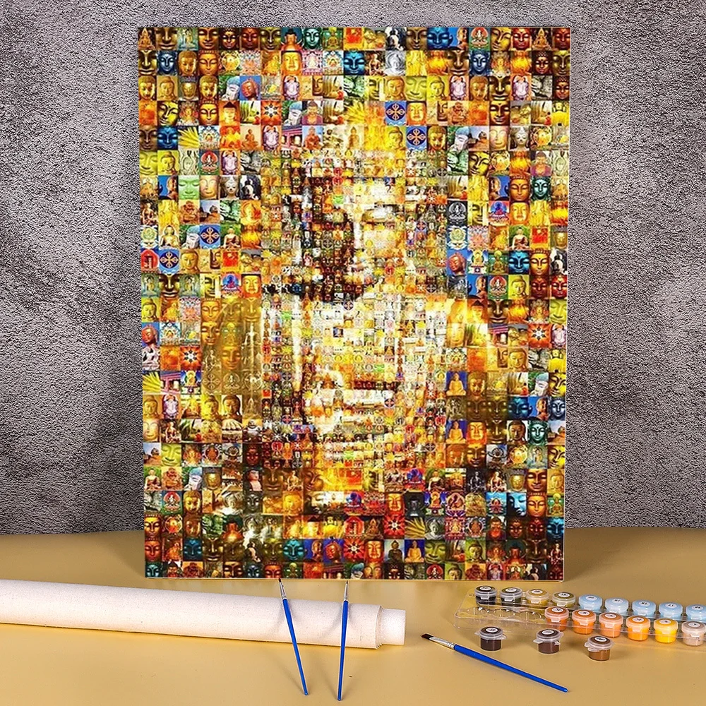 

Buddha Religion DIY Painting By Numbers Set Oil Paints 40*50 Canvas Painting Wall Decoration Crafts For Adults Handicraft