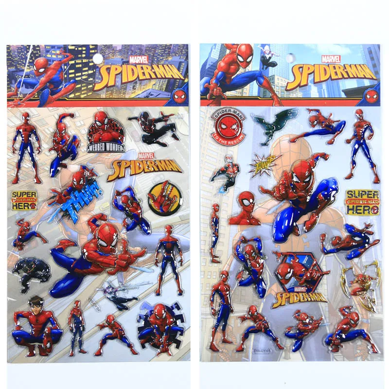 

Spiderman Sticker Cartoon Disney Marvel Anime Figure Spider Man Stickers Children's Toy Stereo 3D Bubble Stickers