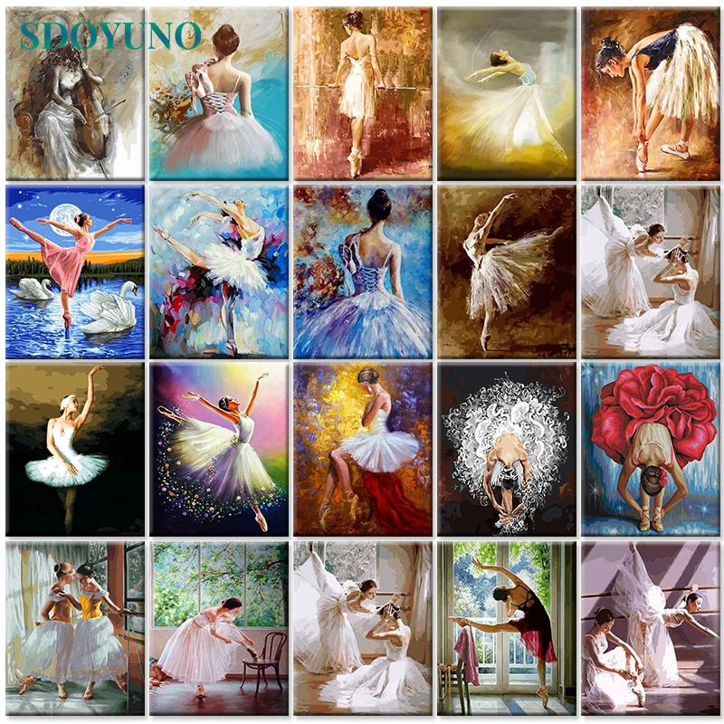 

SDOYUNO 60x75cm DIY Oil Painting By Numbers On Canvas Dancer Frameless Paint By Numbers Figure Digital Painting Home Decor