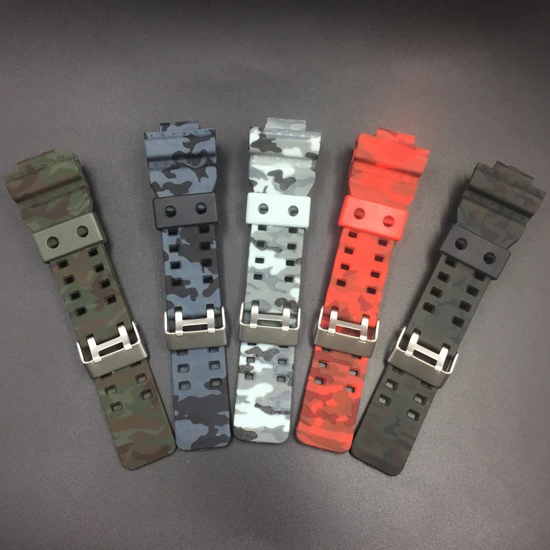 Watch Strap for Casio G-shock Rubber Resin Camouflage Strap GA-110 100 120 GD120 Watch Accessories Band