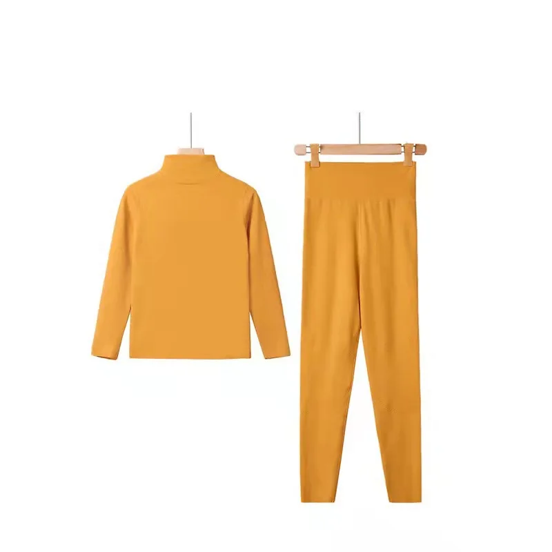 Fleece Warm Clothing Ladies Suit Autumn Winter Elasticity Seamless Heat Underwear Thick Pajamas Women Plus Velvet Sleepwear Set