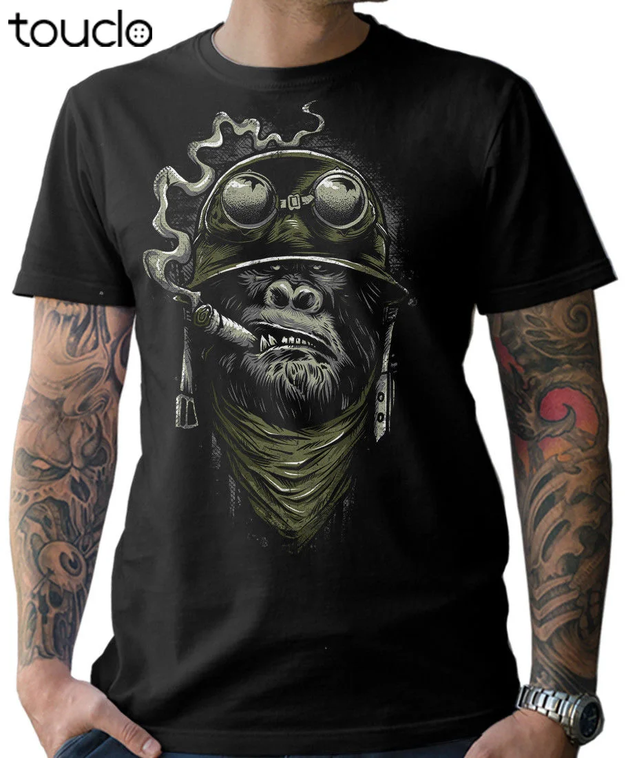 

Biker T-Shirt-Gorilla Monkey Motorcycle Chopper Bobber Old School Men'S Men 2019 New Short Sleeve Cotton Print Plain T Shirts