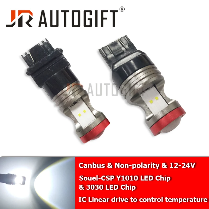 2X P21W светодиодный 1156 BA15S 1157 BAY15D 3030 CSP Y10 лампочки Canbus Бесплатная 12 24V бесполярности