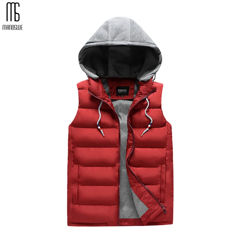 Мужской жилет без рукавов Manoswe теплый с капюшоном повседневный тонкий плотный