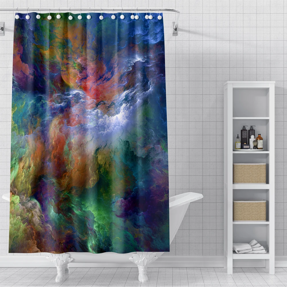 psychedelic shower curtain landscape bathroom curtain 3d printed trippy polyester fabric waterproof bath curtain in the bathroom free global shipping