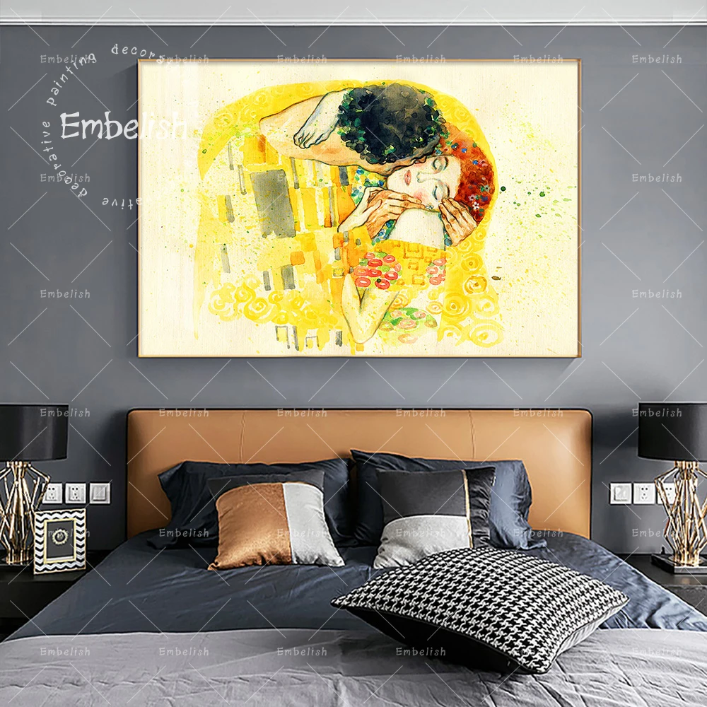 

1 Pieces Fashion Large Wall Art Pictures For Living Room Lover Kiss Sweet Modern Home Decor HD Print Canvas Paintings Posters