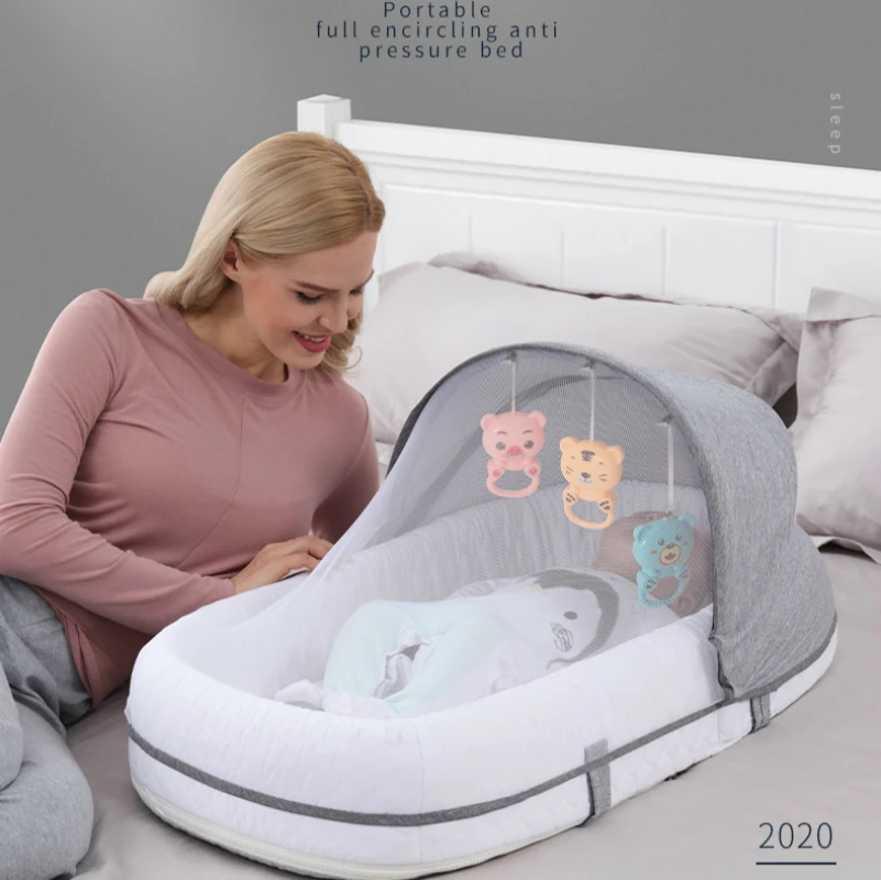 Breathable Mosquito Net Portable Baby Bed Bumper Diaper Bag Backpack Sleeping Baby Nest For Newborns Foldable Cribs For Baby Bed