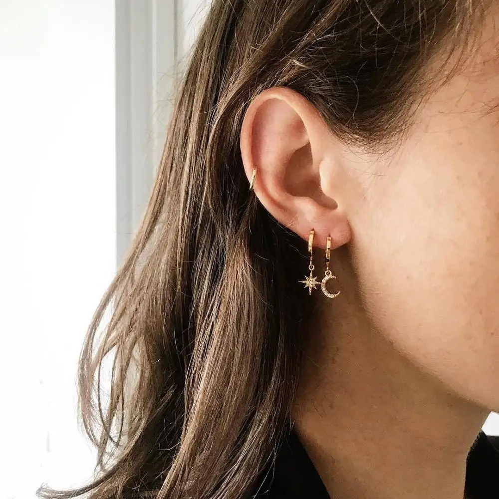 

YWZIXLN Boho Drop Earrings Fashion Crystal Moon Star Earring Brincos Tortoise Jewelry For Women Accessories Wholesale E077